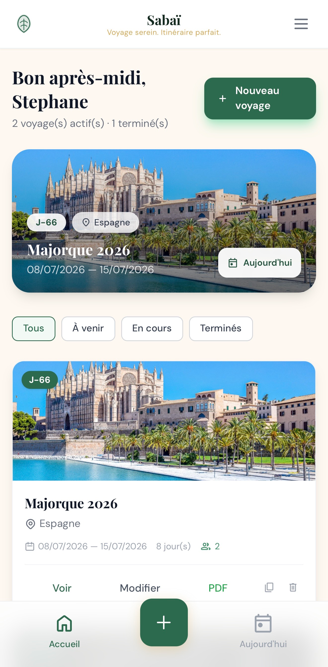 Planning du voyage